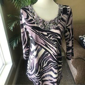 Chicos purple beaded stretch top